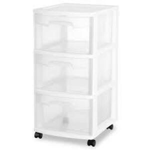 DESCRIPTION: (1) 3 DRAWER CART BRAND/MODEL: STERILITE #2830 INFORMATION: BLACK RETAIL$: $20.00 EA SIZE: 12X14X24 QTY: 1