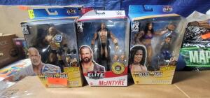 DESCRIPTION: (3) WWE ACTION FIGURES BRAND/MODEL: MATTEL INFORMATION: GOLDBERG, MCINTYRE, CHYNA RETAIL$: $40.00 EA SIZE: 2.5 x 6 x 10.5 QTY: 3