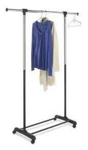 DESCRIPTION: (1) EXPANDABLE CLOTHING RACK BRAND/MODEL: WHITMOR RETAIL$: $24.99 EA QTY: 1