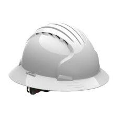 DESCRIPTION: (10) DELUXE FULL BRIM VENTED HARD HAT BRAND/MODEL: JSP EVOLUTION #280-EV6161-10 INFORMATION: WHITE RETAIL$: $21.59 EA SIZE: ONE SIZE FITS