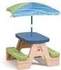 DESCRIPTION: (1) SIT AND PLAY PICNIC TABLE WITH UMBRELLA BRAND/MODEL: STEP2 RETAIL$: $70.00 EA QTY: 1