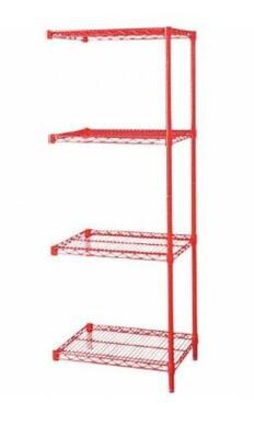 DESCRIPTION (1) GRAINGER WIRE SHELVING UNIT BRAND/MODEL 5GPW9 ADDITIONAL INFORMATION RED/4-SHELVES/2-POST/S-HOOKS SIZE 72"W X 63"H X 24"D THIS LOT IS