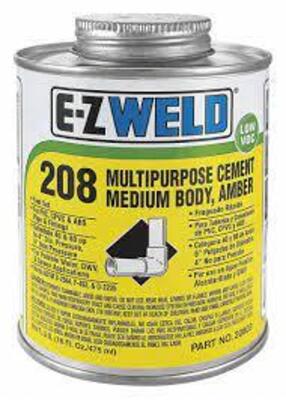 DESCRIPTION: (2) AMBER SOLVENT CEMENT BRAND/MODEL: EZ WELD 208 #5E533 RETAIL$: $8.40 EA SIZE: 16 OZ QTY: 2