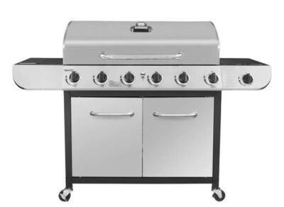 DESCRIPTION (1) ROYAL GOURMET GAS GRILL BRAND/MODEL SG6002 ADDITIONAL INFORMATION WITH SEAR BURNER/6-BURNER/STAINLESS STEEL/RETAILS AT $329.99 SIZE 21