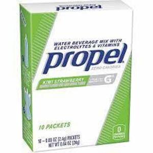 DESCRIPTION: (6) BOXES OF (10) PACKS OF SPORTS DRINK MIX BRAND/MODEL: PROPEL #403U28 INFORMATION: KIWI STRAWBERRY RETAIL$: $9.00 EA SIZE: .6 OZ QTY: 6