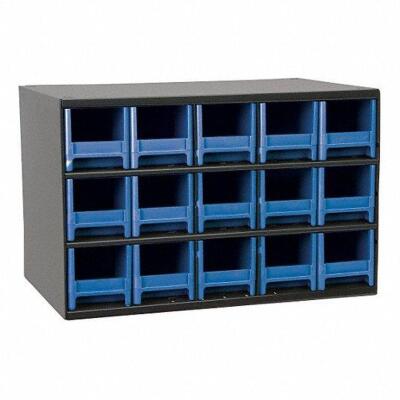 DESCRIPTION: (1) 15 DRAWER BIN CABINET BRAND/MODEL: AKRO-MILLS 18D801 RETAIL$: $330.46 EA SIZE: 17"L 11"H 11" D QTY: 1