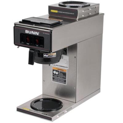 DESCRIPTION: (1) STAINLES STEEL LOW PROFILE POUROVER COFFEE BREWER WITH 2 WARMERS BRAND/MODEL: BUNN 13300.0002 RETAIL$: 373 SIZE: 60 CUPS PER HOUR QTY