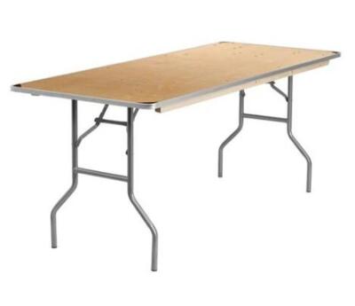 DESCRIPTION (1) FLASH FURNITURE BIRCHWOOD FOLDING BANQUET TABLE BRAND/MODEL XA-3072-BIRCH-M-GG ADDITIONAL INFORMATION METAL EDGES/RETAILS AT $218.79 S