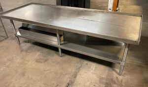 DESCRIPTION: 8' X 3' ALL STAINLESS LOW BOY EQUIPMENT STAND SIZE 8' X 3' LOCATION: BAY 6 QTY: 1