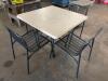 DESCRIPTION: 36" X 36" COMPOSITE PATIO TABLE W/ (4) METAL PATIO CHAIRS SIZE 36" X 36" LOCATION: BAY 6 QTY: 1 - 3