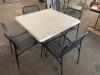 DESCRIPTION: 36" X 36" COMPOSITE PATIO TABLE W/ (4) METAL PATIO CHAIRS SIZE 36" X 36" LOCATION: BAY 6 QTY: 1 - 4