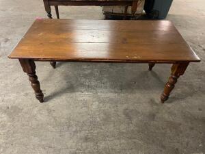 DESCRIPTION: 72" X 36" WOODEN TABLE ADDITIONAL INFORMATION TAKEN APART SIZE 72" X 36" X 31" T LOCATION: BAY 6 QTY: 1