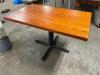 DESCRIPTION: 42" X 30" HARDWOOD TABLE W/ BASE. ADDITIONAL INFORMATION TAKEN APART SIZE 42" X 30" LOCATION: BAY 6 QTY: 1 - 3