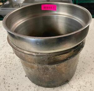 DESCRIPTION: (2) 11" ROUND STAINLESS SOUP CROCK INSERTS SIZE 11" R LOCATION: BAY 6 THIS LOT IS: SOLD BY THE PIECE QTY: 2
