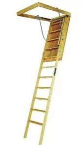 DESCRIPTION (1) LOUISVILLE BIG BOY WOOD ATTIC LADDER BRAND/MODEL S305P ADDITIONAL INFORMATION LOAD CAPACITY: 350 LBS/BROWN/RETAILS AT $331.19 SIZE 7-8