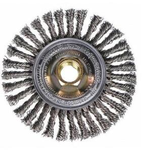 DESCRIPTION (2) WEILER TWISTED WIRE WHEEL BRUSH BRAND/MODEL 96098 ADDITIONAL INFORMATION STAINLESS STEEL/TWISTED WIRE/RETAILS AT $41.35 EACH SIZE 4"DI