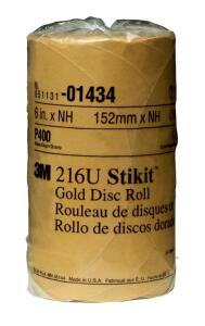 DESCRIPTION (5) 3M STIKIT GOLD DISC ROLL BRAND/MODEL 01434 ADDITIONAL INFORMATION GRIT: 400/175-DISCS PER ROLL/RETAILS AT $91.73 EACH SIZE 6"DISC DIA