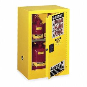 DESCRIPTION: (1) FLAMMABLES SAFETY CABINET BRAND/MODEL: JUSTRITE #1YNF5 INFORMATION: YELLOW RETAIL$: $894.59 EA SIZE: 12 GAL QTY: 1