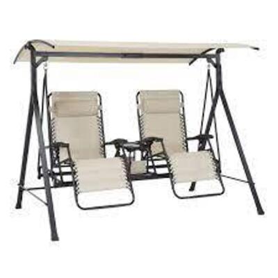 DESCRIPTION: (1) ZERO-GRAVITY STEEL PORCH SWING BRAND/MODEL: MAINSTAYS #MSD128059664006 INFORMATION: TAN RETAIL$: $199.00 EA QTY: 1