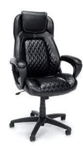 DESCRIPTION: (1) SOFT THREAD LEATHER HIGH BACK OFFICE CHAIR BRAND/MODEL: EFM #ESS-6060 INFORMATION: BLACK RETAIL$: $200.00 EA QTY: 1