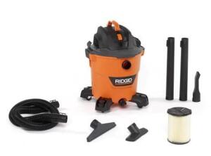 DESCRIPTION (1) RIDGID WET & DRY VACUUM BRAND/MODEL HD1200 ADDITIONAL INFORMATION QWIK LOCK FILTER/HP: 5.0/RETAILS AT $84.97 SIZE 26.6"H X 18.7"D X 18