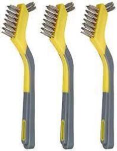 DESCRIPTION: (5) PACKS OF (3) STAINLESS BRISTLE BRUSHES BRAND/MODEL: ALLWAY INFORMATION: YELLOW AND GRAY RETAIL$: $10.00 EA QTY: 5