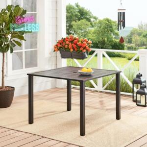 DESCRIPTION (1) MAINSTAYS SQUARE OUTDOOR PATIO BISTRO TABLE BRAND/MODEL BSS128059664018 ADDITIONAL INFORMATION ESPRESSO BROWN/RETAILS AT $135.99 SIZE