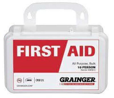 DESCRIPTION: (2) FIRST AID KIT BRAND/MODEL: GRAINGER #39N814 RETAIL$: $31.43 EA SIZE: 10 PERSON KIT QTY: 2