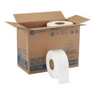 DESCRIPTION: (8) ROLLS OF JUMBO BATH TISSUE BRAND/MODEL: PACIFIC BLUE #12798 RETAIL$: $55.40 TOTAL QTY: 8