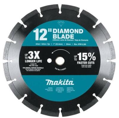 DESCRIPTION (1) MAKITA DIAMOND BLADE BRAND/MODEL E-02521 ADDITIONAL INFORMATION SEGMENTED/RETAILS AT $140.00 SIZE 12"DIAM THIS LOT IS ONE MONEY QTY 1