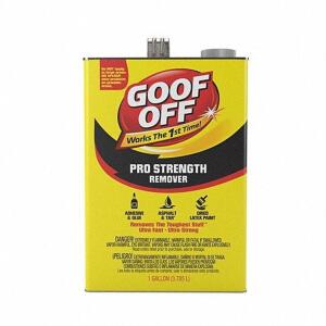 DESCRIPTION: (1) ADHESIVE REMOVER BRAND/MODEL: GOOF OFF #6XFF5 RETAIL$: 34.63 SIZE: 1 GALLON QTY: 1