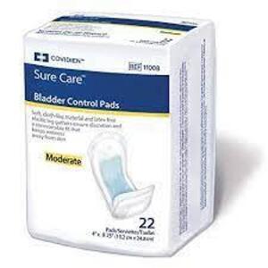 DESCRIPTION: (3) PACKS OF (22) BLADDER CONTROL PADS BRAND/MODEL: COVIDIEN #1100B RETAIL$: $28.14 EA SIZE: 4 X 9.75 QTY: 3