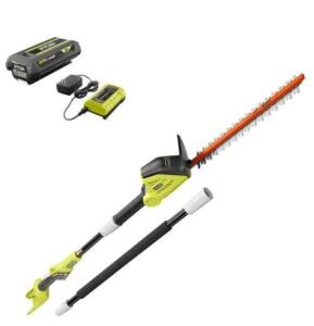 DESCRIPTION (1) CORDLESS BATTERY POLE HEDGE TRIMMER BRAND/MODEL RYOBI ADDITIONAL INFORMATION RETAILS FOR $180.00 SIZE 18" 40V THIS LOT IS ONE MONEY QT