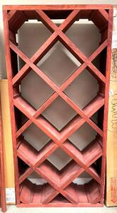 DESCRIPTION: 34" X 12" X 72" WOODEN WINE DISPLAY RACK SIZE: 34" X 12" X 72" LOCATION: SHOWROOM 1 QTY: 1