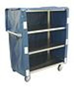 DESCRIPTION: (1) STAINLESS STEEL LINEN CART BRAND/MODEL: JAMCO #ZL236-STAS INFORMATION: BLUE COVER RETAIL$: $3080.45 EA SIZE: 36"W 22"L 47"H QTY: 1