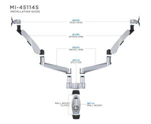 DESCRIPTION: (1) DUAL MONITOR WALL MOUNT ARMS BRAND/MODEL: MOUNT-IT! RETAIL$: $219.99 TOTAL SIZE: FITS 13" - 30" MONITORS QTY: 1