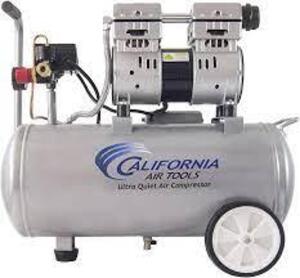 DESCRIPTION: (1) STEEL TANK AIR COMPRESSOR BRAND/MODEL: CALIFORNIA AIR TOOLS #8010 INFORMATION: STEEL RETAIL$: $237.36 EA SIZE: 26 x 14 x 23" QTY: 1