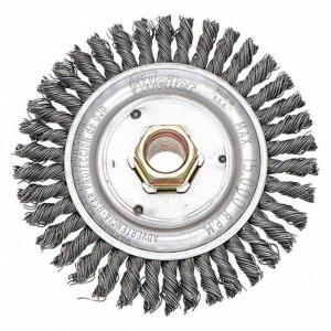 DESCRIPTION: (6) WIRE WHEEL BRUSH BRAND/MODEL: WEILER #40L801 INFORMATION: CARBON STEEL RETAIL$: $56.90 EA SIZE: 8 IN BRUSH DIA., 5/8 IN ARBOR HOLE SI