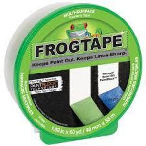 DESCRIPTION: (5) MULTI-SURFACE PAINTER'S TAPE BRAND/MODEL: FROGTAPE INFORMATION: GREEN RETAIL$: $9.98 EA SIZE: 1.88" X 60 YARD QTY: 5