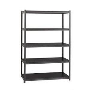 DESCRIPTION: (1) RIVET SHELVING, 5 SHELF STORAGE RACK BRAND/MODEL: IRON HORSE #20998 INFORMATION: GUNMETAL GRAY/BLACK RETAIL$: $112.85 EA SIZE: 72"H 4