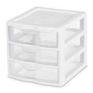 DESCRIPTION: (6) SMALL 3 DRAWER UNIT BRAND/MODEL: STERILITE #2073 INFORMATION: WHITE RETAIL$: $10.00 EA QTY: 6