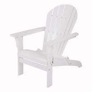 DESCRIPTION: (1) WOOD ADIRONDACK CHAIR BRAND/MODEL: MAINSTAYS INFORMATION: WHITE/GRAY RETAIL$: $95.00 EA SIZE: 250 LB CAPACITY QTY: 1