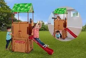 DESCRIPTION: (1) FOLDING TREE-TOP CLIMBER PLAYSET WITH SLIDE BRAND/MODEL: RADIO FLYER INFORMATION: WOOD, WITH LEAVES AND RED SLIDE RETAIL$: $199.99 EA