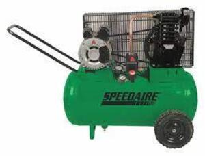 DESCRIPTION: (1) ELECTRIC AIR COMPRESSOR BRAND/MODEL: SPEEDAIRE/1NNF6C INFORMATION: 2HP, 5.5CFM @ 90PSI RETAIL$: $890.95 SIZE: 20 GALLON QTY: 1