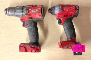 DESCRIPTION: MILWAUKEE 2-PIECE HAMMER/IMPACT DRILL DRIVER SET BRAND/MODEL: MILWAUKEE INFORMATION: BATTERY AND CHARGER NOT INCLUDED LOCATION: SHOWROOM