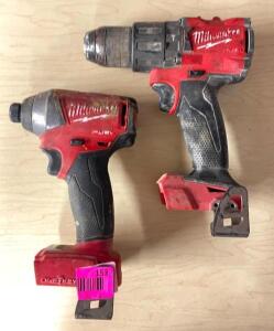 DESCRIPTION: MILWAUKEE 2-PIECE HAMMER/IMPACT DRILL DRIVER SET BRAND/MODEL: MILWAUKEE INFORMATION: BATTERY AND CHARGER NOT INCLUDED LOCATION: SHOWROOM