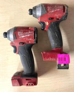 DESCRIPTION: (2) MILWAUKEE CORDLESS IMPACT DRILL BRAND/MODEL: MILWAUKEE INFORMATION: BATTERY AND CHARGER NOT INCLUDED LOCATION: SHOWROOM 2 QTY: 2