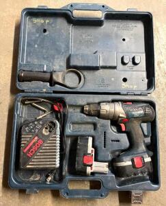 DESCRIPTION: BOSCH CORDLESS DRILL/DRIVER W/ BATTERY AND CHARGER LOCATION: SHOWROOM 2 QTY: 1