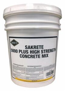 DESCRIPTION (1) HIGH STRENGTH CONCRETE MIX BRAND/MODEL SAKRETE #21GC54 ADDITIONAL INFORMATION RETAILS FOR $23.58 SIZE 5 GALLON THIS LOT IS ONE MONEY Q