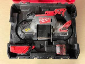 DESCRIPTION: MILWAUKEE DEEP CUT CORDLESS BAND SAW-18V BRAND/MODEL: MILWAUKEE INFORMATION: BATTERY AND CHARGER INCLUDED LOCATION: SHOWROOM #2 QTY: 1